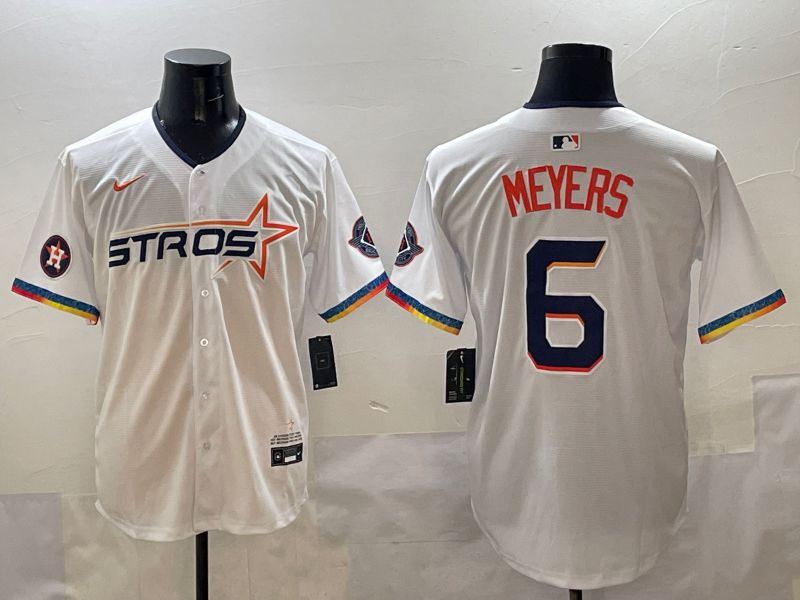 Men Houston Astros 6 Meyers White Four generations Joint Name 2025 Nike MLB Jersey style 9